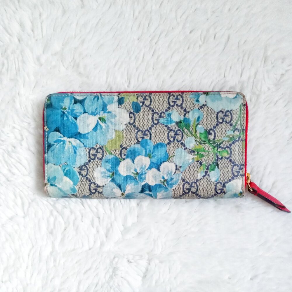 Gucci GG Blue Blooms Supreme Monogram Zip Continental Wallet - Picture 4 of 10